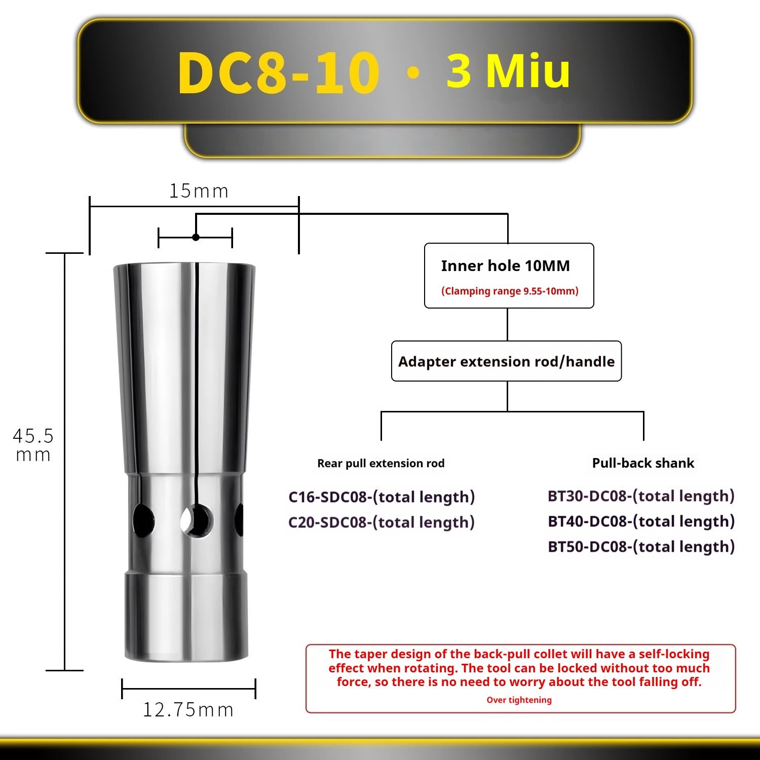 6026 Pull Back Collet DC4 DC6 DC8 DC12 Pull Back Collet Spring Collet Taiwan High Precision Latch Shandong Denso Pricision Tools Co.,Ltd.